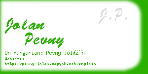 jolan pevny business card